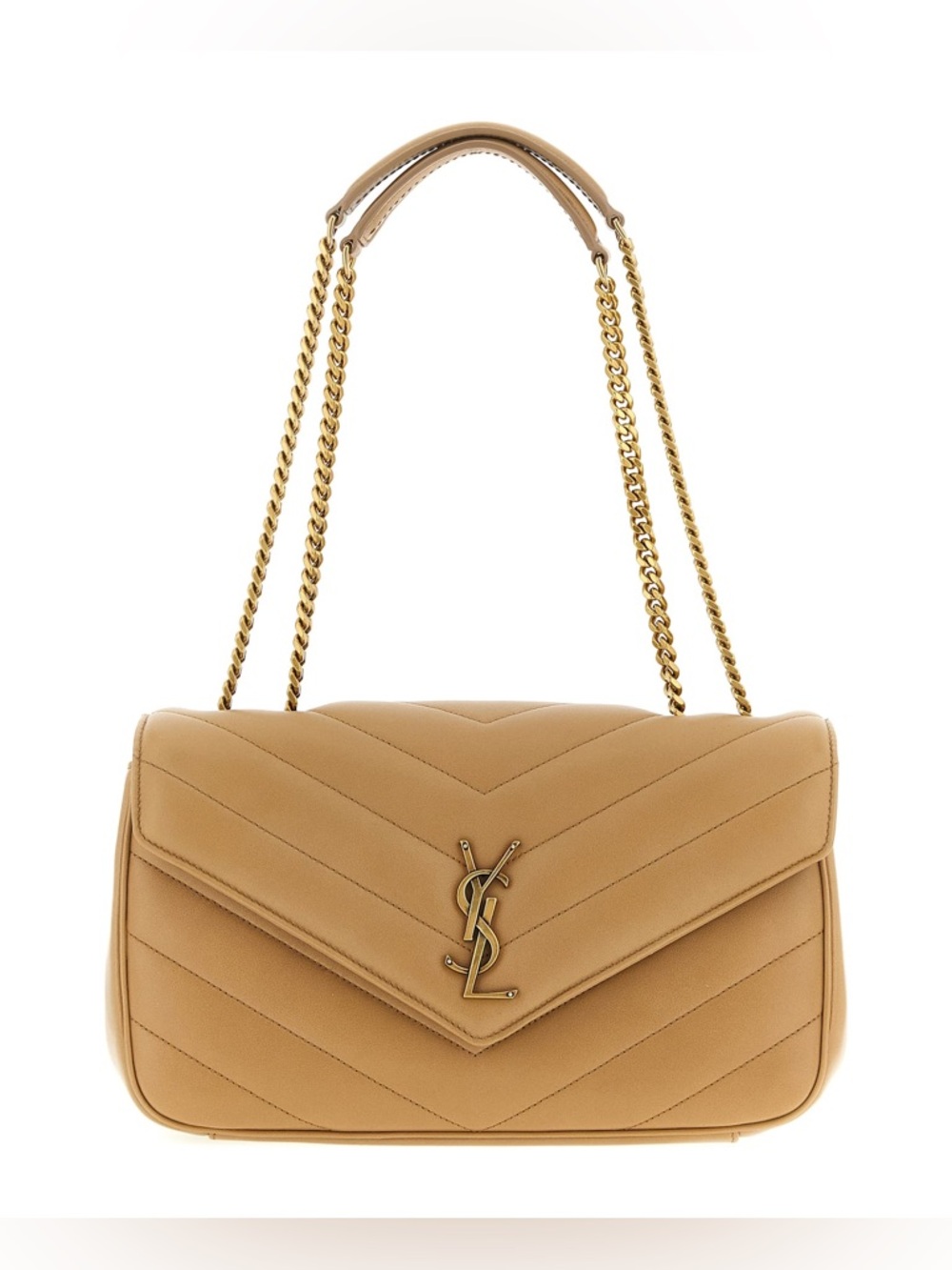 Beige medium bag with gold chain